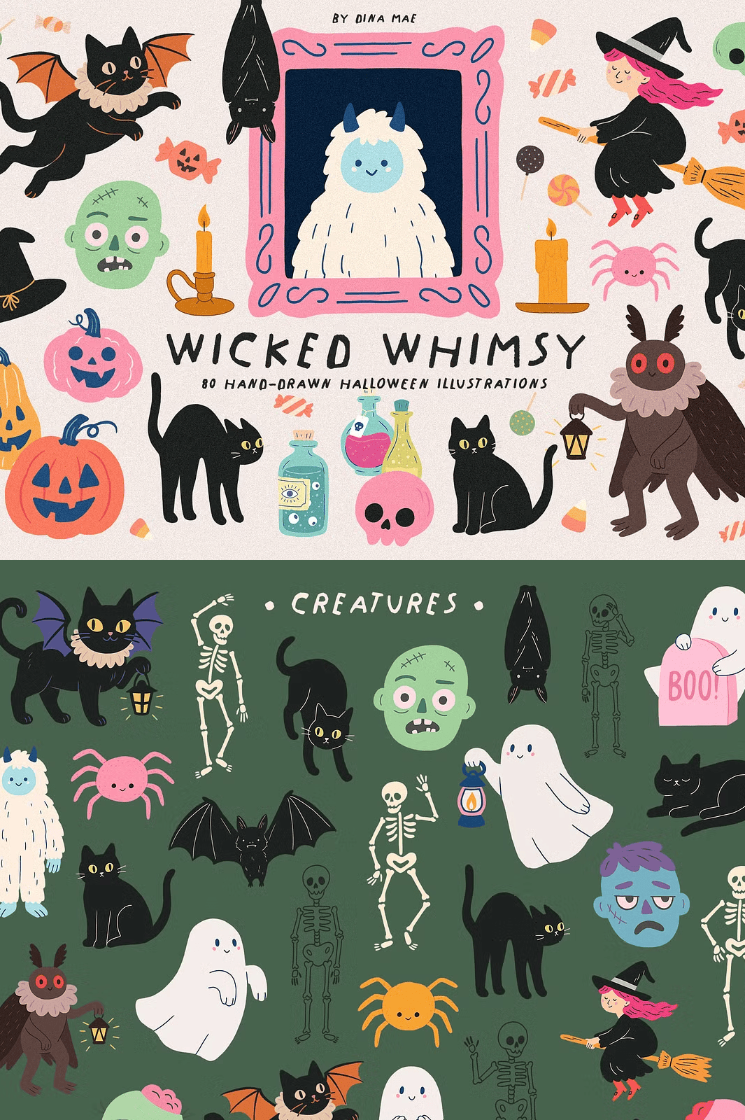 Whimsy Cryptids Wicked Whimsy: Halloween PNG Clipart – Digital Arch Design
